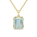 9ct Yellow Gold Octagonal Natural Aquamarine Rubover Pendant — 12x10mm