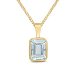 9ct Yellow Gold Octagonal Natural Aquamarine Rubover Pendant — 8x6mm