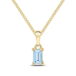 9ct Yellow Gold Octagonal Natural Aquamarine Claw Pendant — 5x3mm