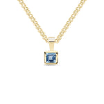 9ct Yellow Gold Square Natural Aquamarine Rubover Pendant — 4mm