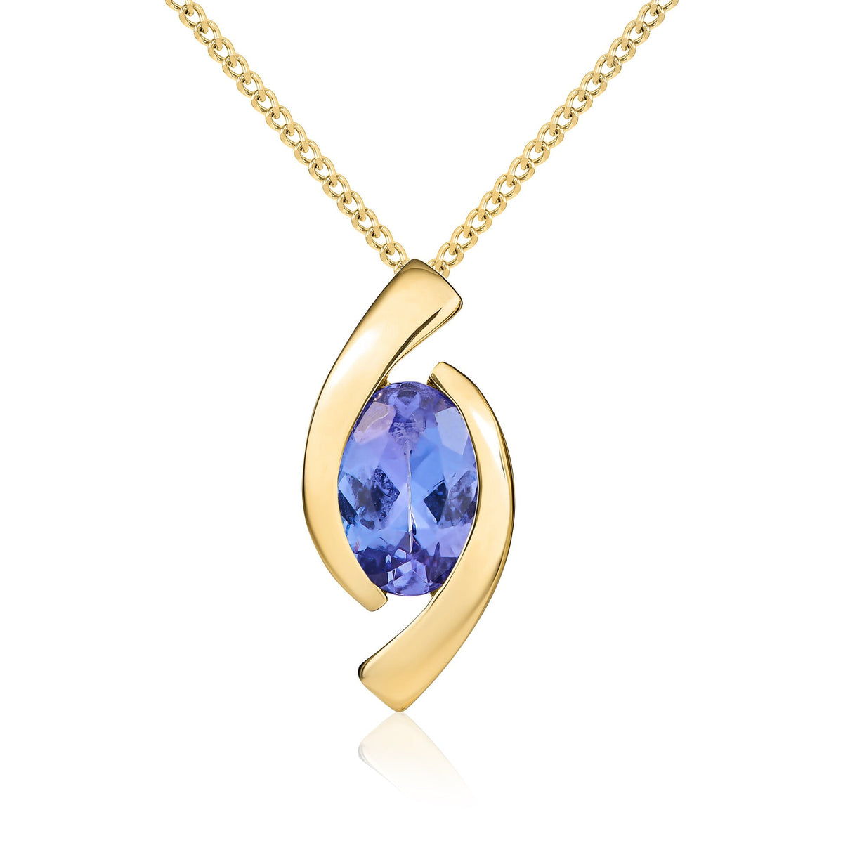 9ct Yellow Gold Oval Natural Tanzanite ‘Eye’ Pendant — 6x4mm