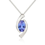 9ct White Gold Oval Natural Tanzanite ‘Eye’ Pendant — 6x4mm