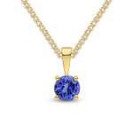 9ct Yellow Gold Round Tanzanite Claw Pendant — 5mm