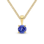 9ct Yellow Gold Round Natural Tanzanite Claw Pendant — 5mm