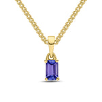 9ct Yellow Gold Octagonal Natural Tanzanite Claw Pendant — 5x3mm