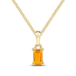 9ct Yellow Gold Octagonal Natural Citrine Claw Pendant — 5x3mm