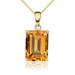 9ct Yellow Gold Octagonal Natural Citrine Claw Pendant — 14x10mm