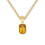 9ct Yellow Gold Octagonal Natural Citrine Rubover Pendant — 6x4mm