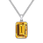 9ct White Gold Octagonal Natural Citrine Rubover Pendant — 14x10mm