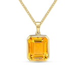 9ct Yellow Gold Octagonal Natural Citrine Rubover Pendant — 12x10mm