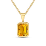 9ct Yellow Gold Octagonal Natural Citrine Rubover Pendant — 8x6mm