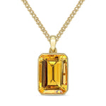 9ct Yellow Gold Octagonal Natural Citrine Rubover Pendant — 14x10mm