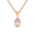 9ct Rose Gold Oval Natural Morganite Rubover Pendant — 6x4mm