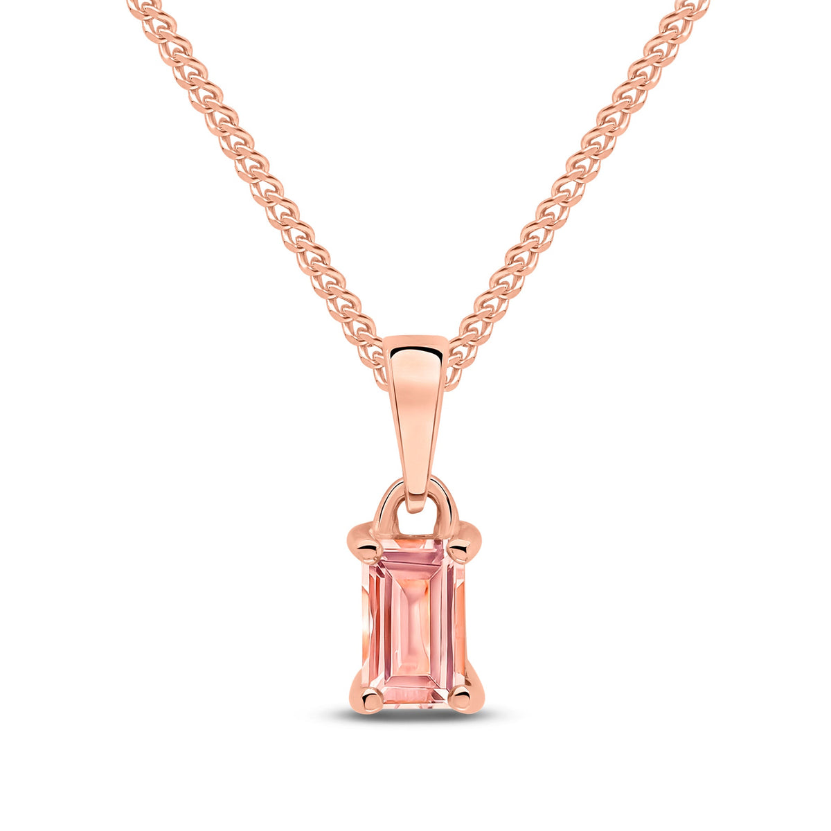 9ct Rose Gold Octagonal Natural Morganite Claw Pendant — 5x3mm