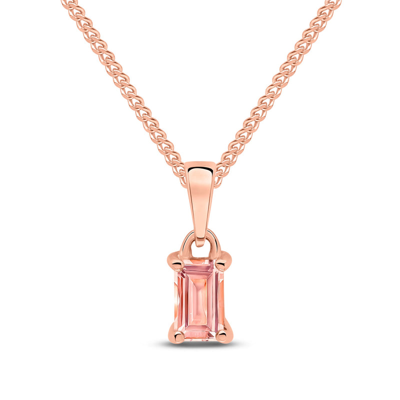 9ct Rose Gold Octagonal Natural Morganite Claw Pendant — 5x3mm