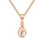 9ct Rose Gold Pear Shaped Natural Morganite Rubover Pendant — 7x5mm