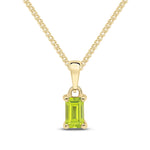 9ct Yellow Gold Octagonal Natural Peridot Claw Pendant — 5x3mm
