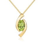 9ct Yellow Gold Oval Natural Peridot ‘Eye’ Pendant — 6x4mm