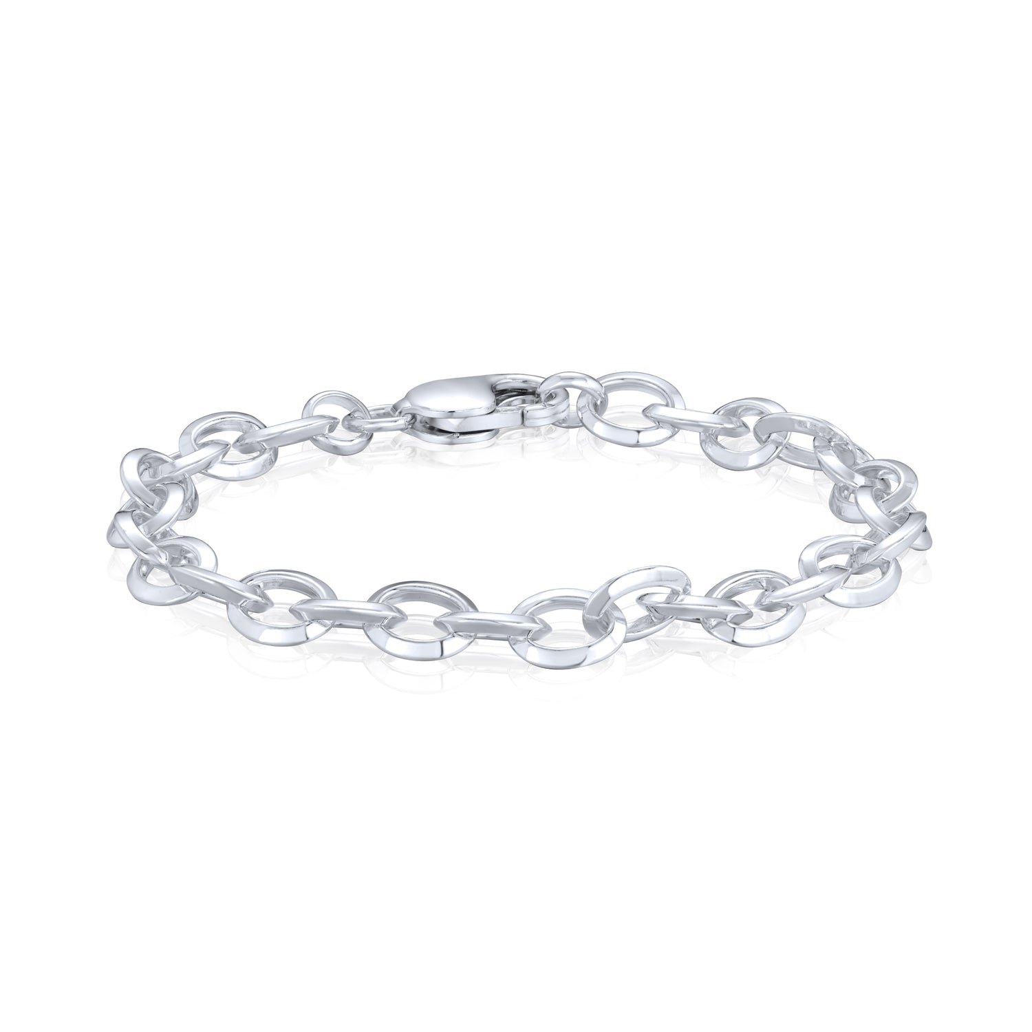 Sterling Silver Handmade 7mm Bevelled Oval Bracelet
