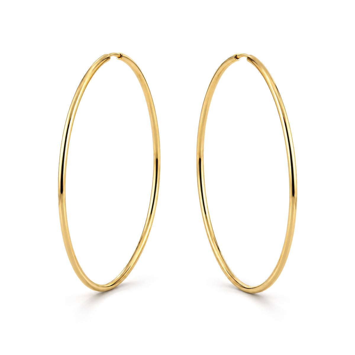 9ct Gold Thin Sleeper Hoop Earrings — 63x1.5mm
