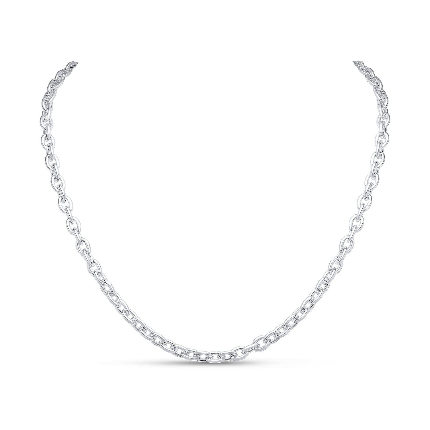 Sterling Silver 6mm Cable Chain T-Bar Necklace & Heart Charm