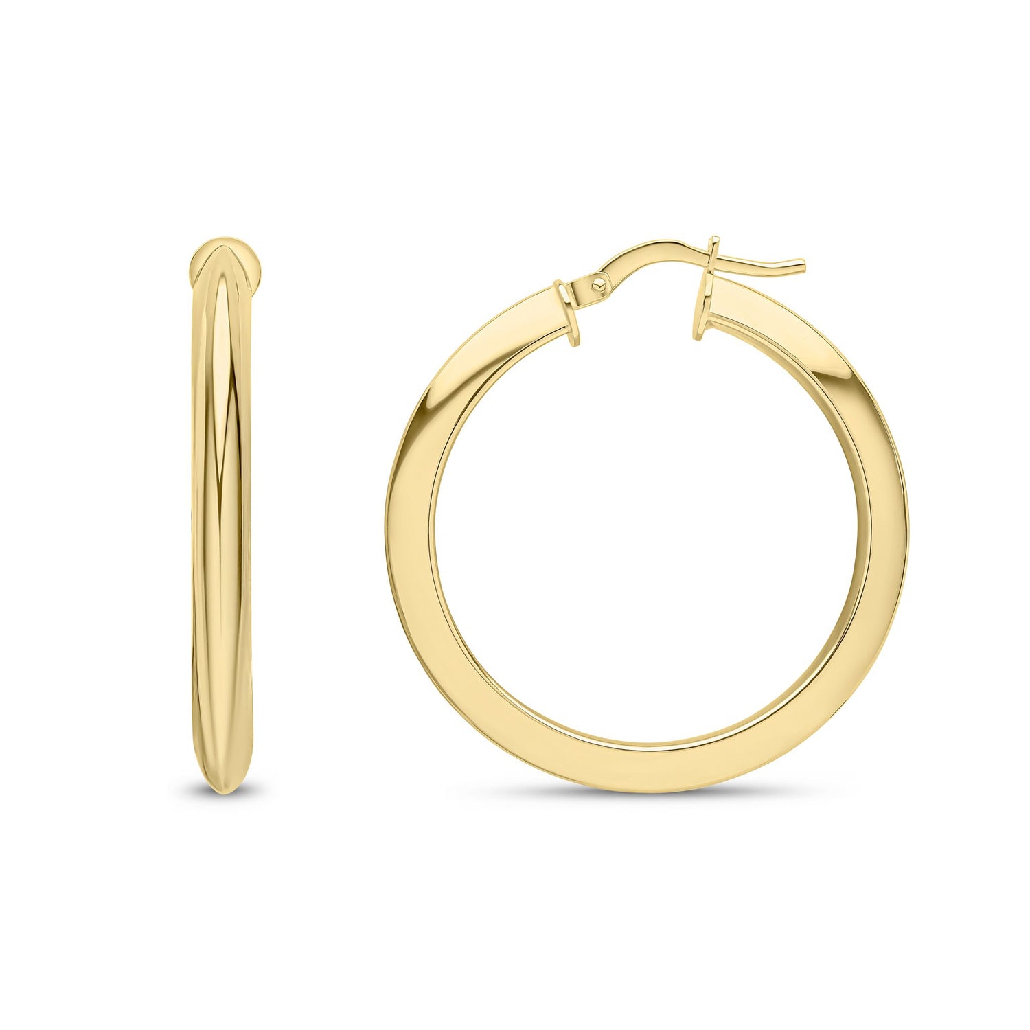 9ct Yellow Gold Knife Edge Oval Hoop Earrings