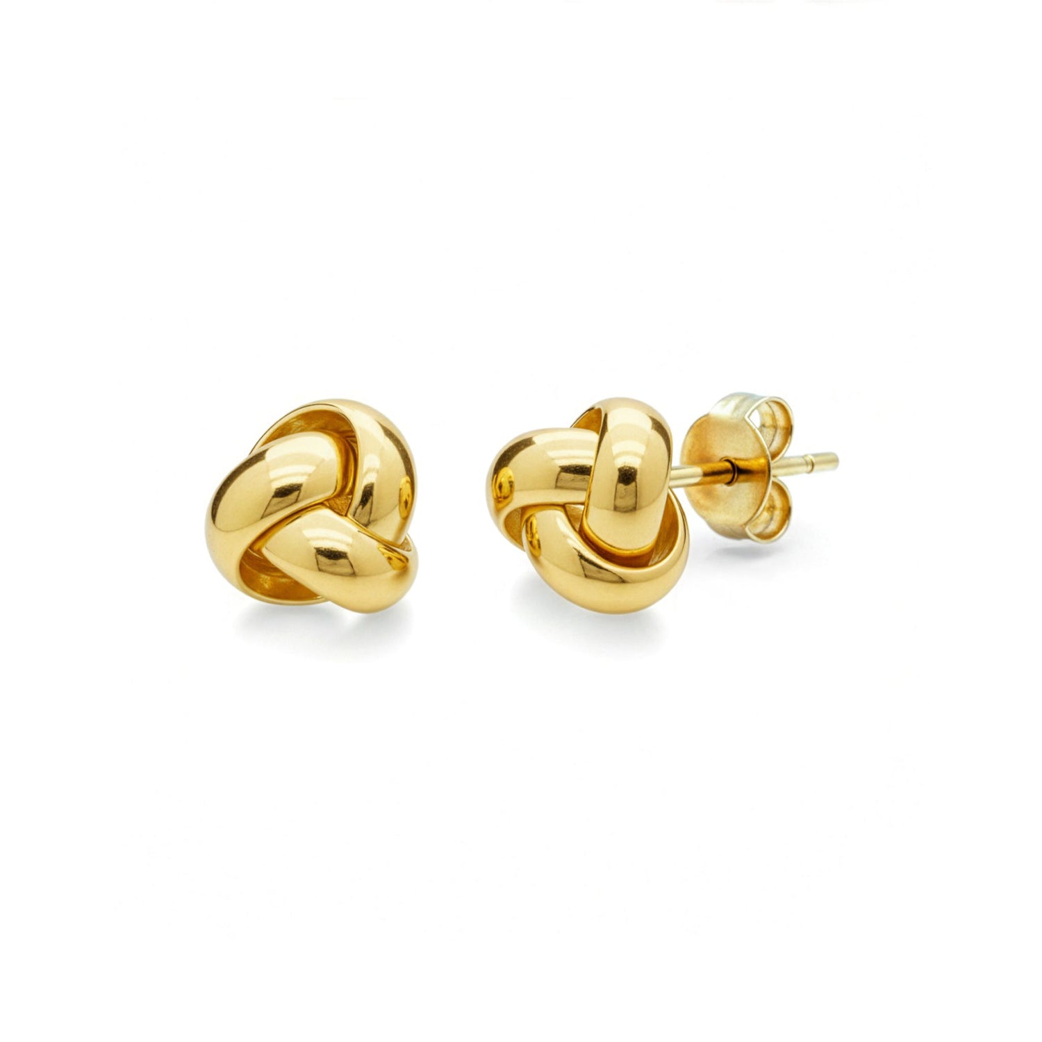 9ct Yellow Gold Polished Domed Knot Stud Earrings — 9mm