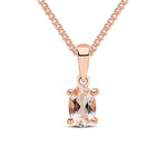 9ct Rose Gold Oval Natural Morganite Claw Pendant — 6x4mm