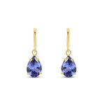 9ct Yellow Gold Pear Shaped Natural Tanzanite Claw Wire Hook Drop Earrings
