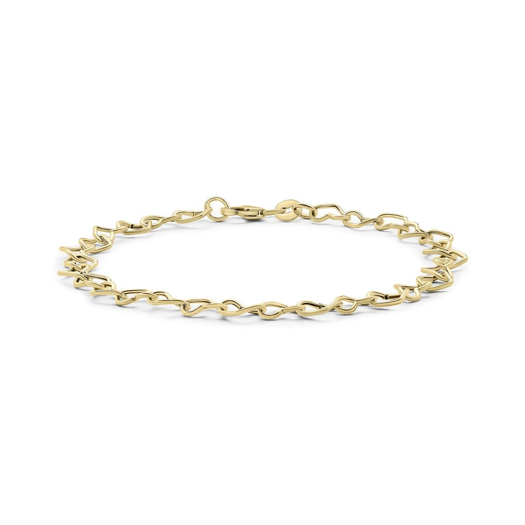 9ct Yellow Gold Heart Link Bracelet