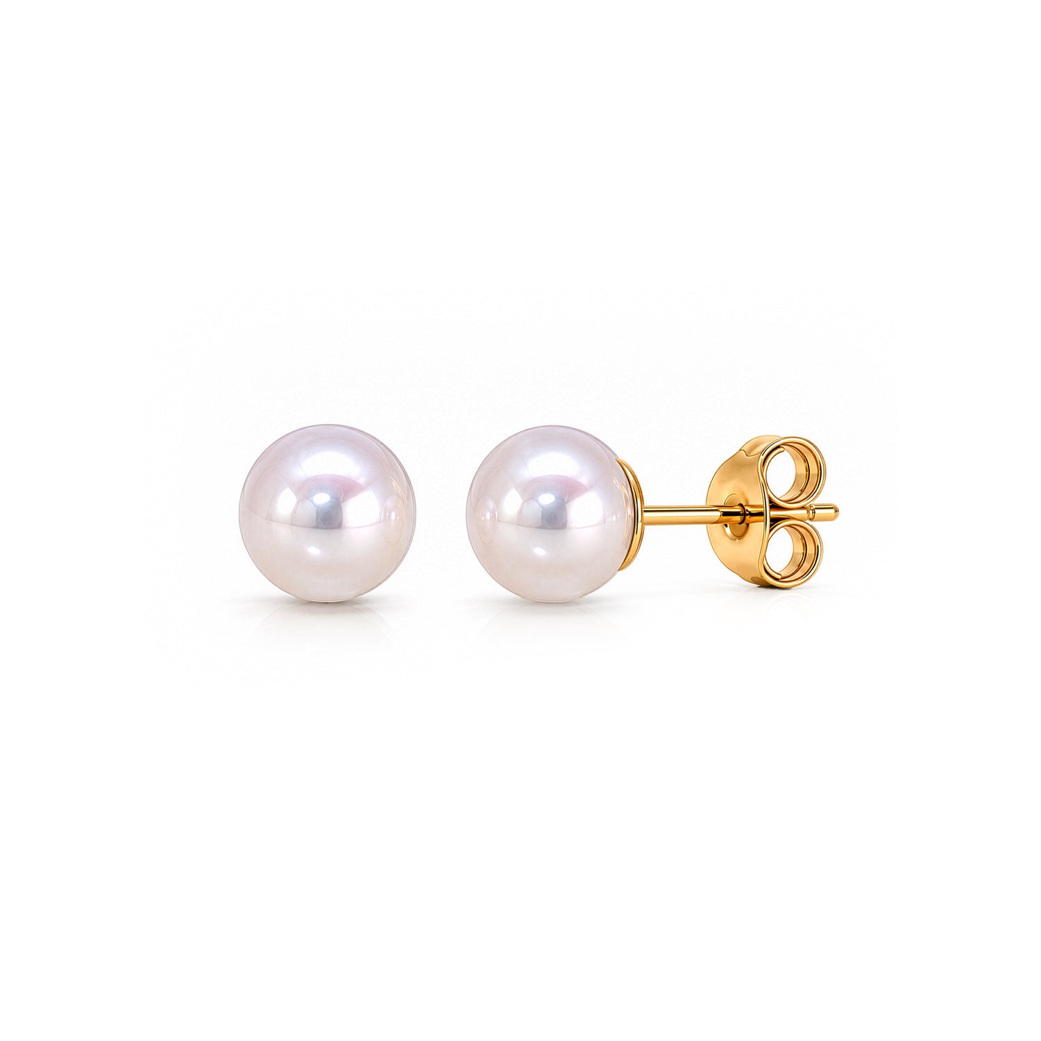 18ct Yellow Gold Natural Akoya Pearl Stud Earrings 6mm