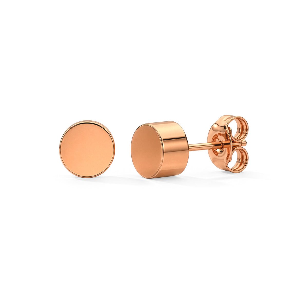9CT Rose Gold Polished Circle Stud Earrings — 6mm