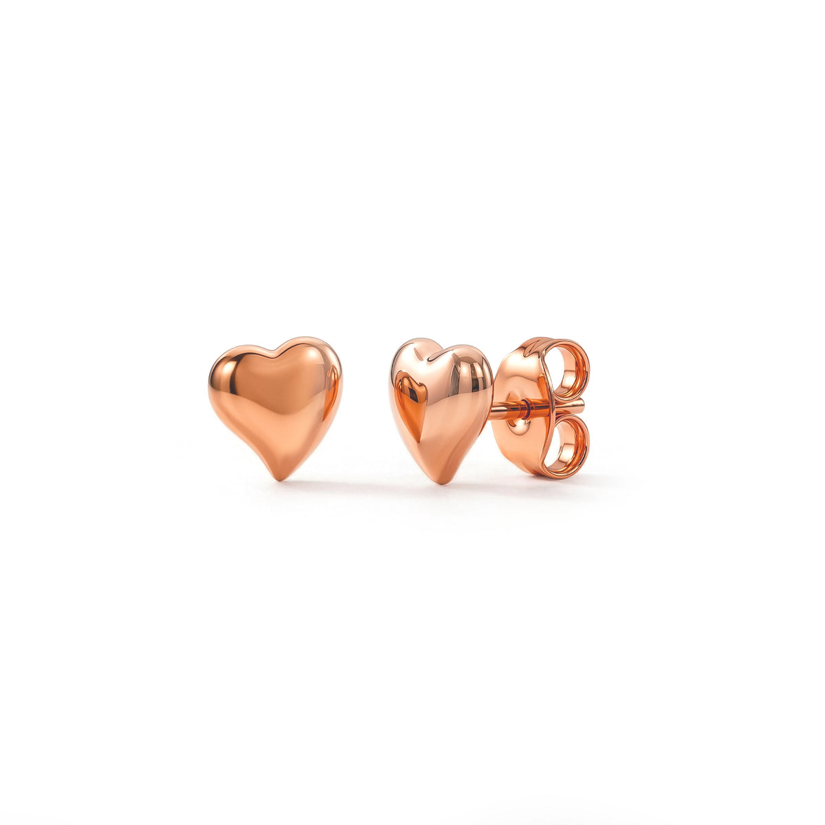 9ct Rose Gold Polished Heart Stud Earrings