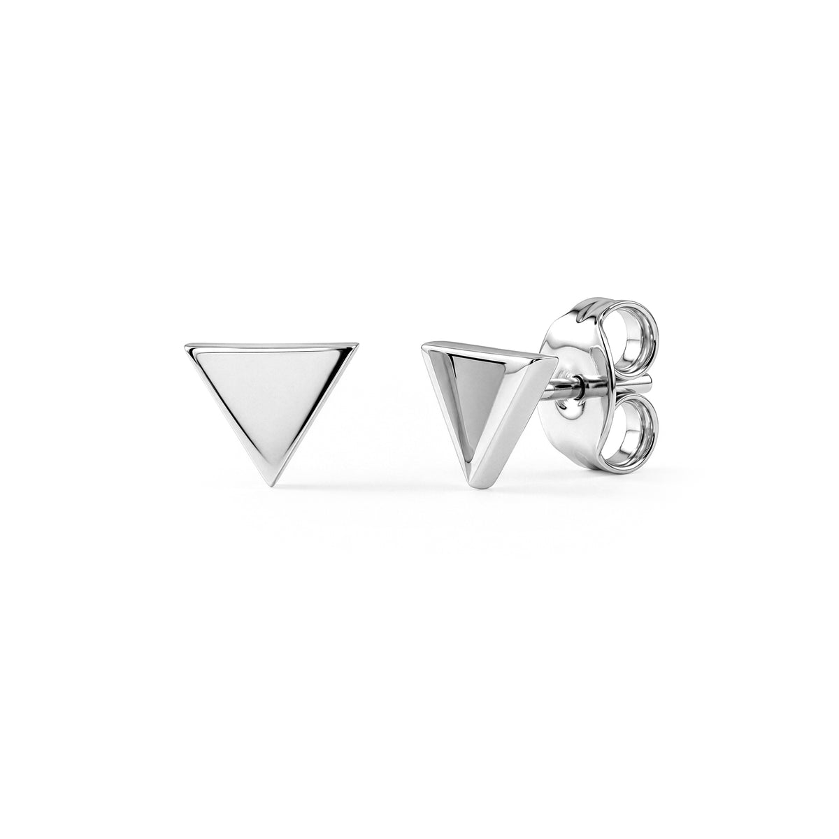 9ct White Gold Polished Triangle Stud Earrings