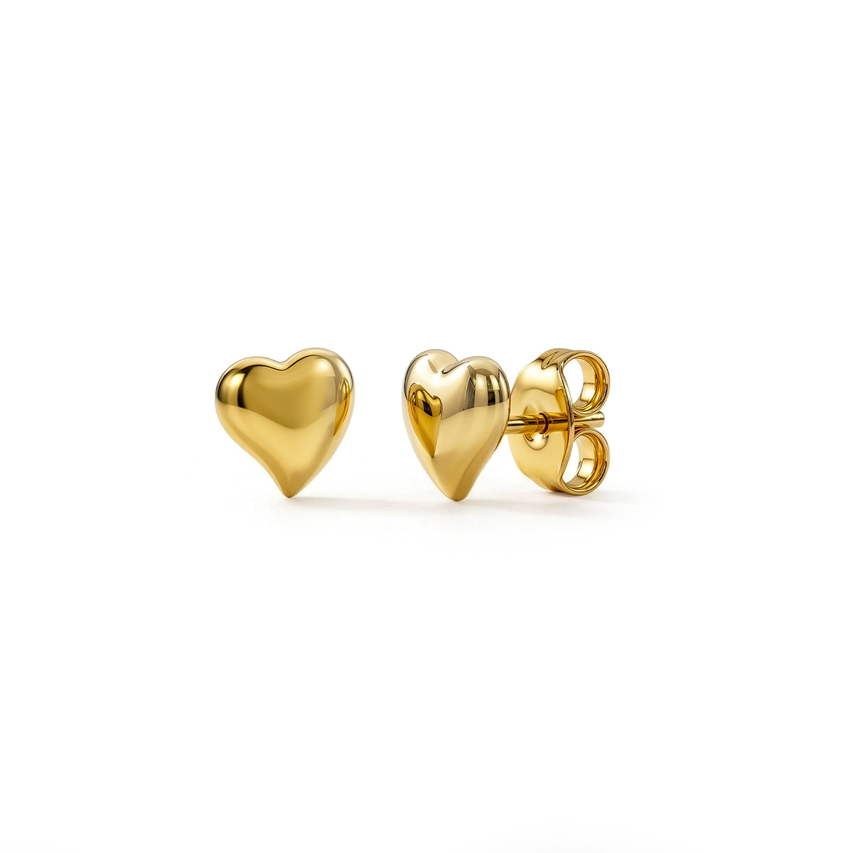 9ct Gold Polished Heart Stud Earrings