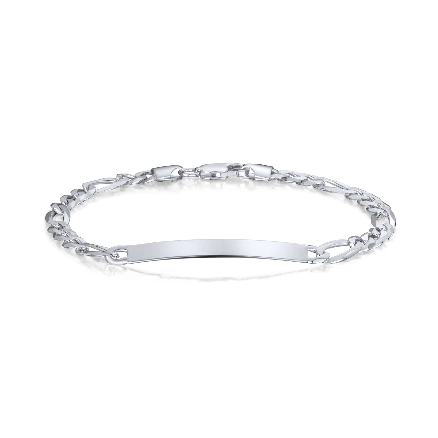 Sterling Silver 6mm Figaro ID Bracelet — 40x5mm