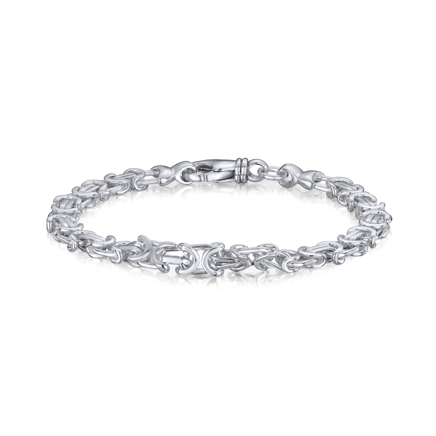 Sterling Silver Handmade Solid 6mm Flat Byzantine Bracelet
