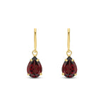 9ct Yellow Gold Pear Shaped Natural Garnet Claw Wire Hook Drop Earrings