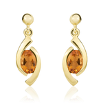 9ct Yellow Gold Oval Natural Citrine 'Eye' Drop Earrings — 6x4mm