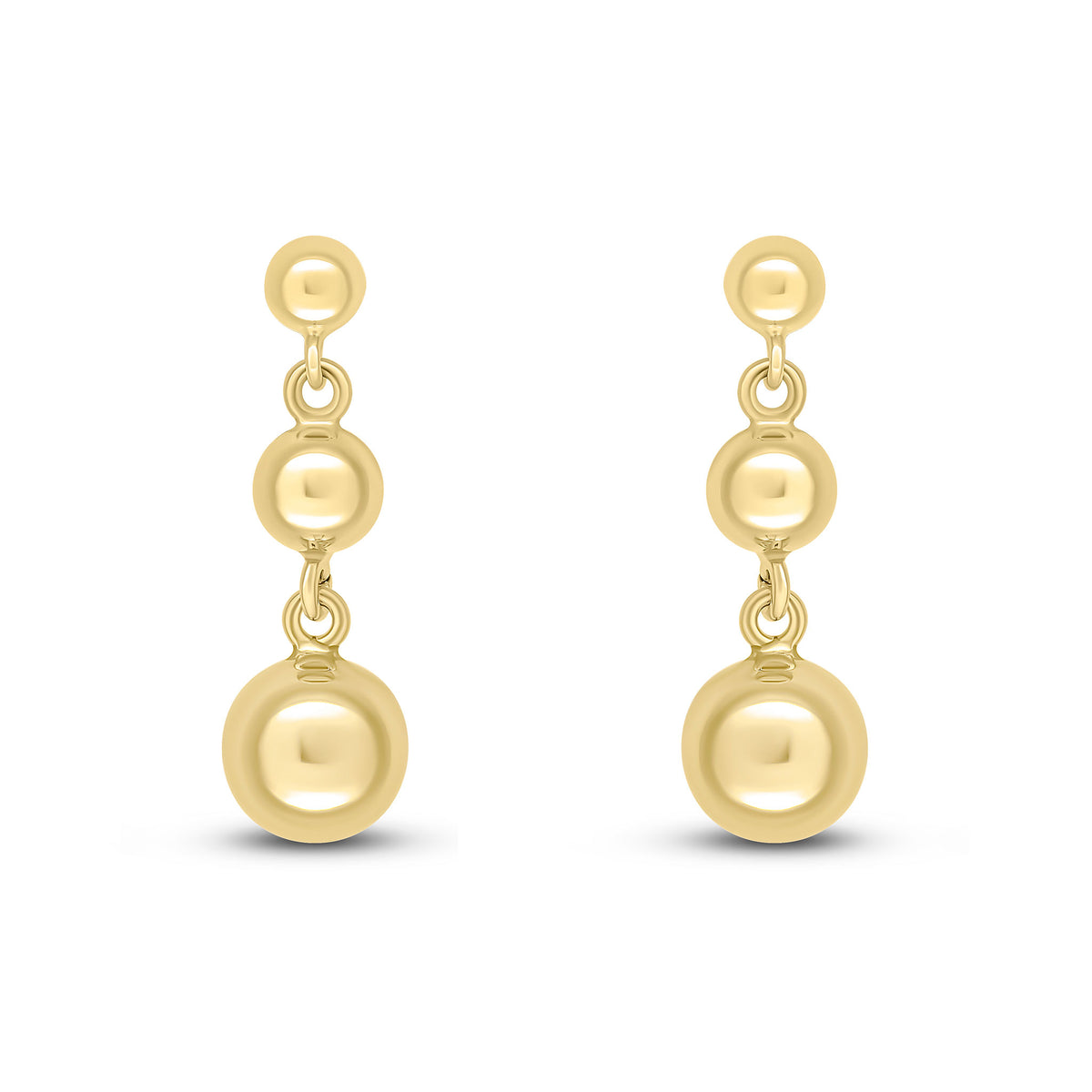 9ct Gold Polished Graduated Ball Drop Earrings