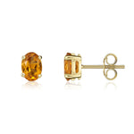 9ct Yellow Gold Oval Natural Citrine Claw Stud Earrings — 7x5mm