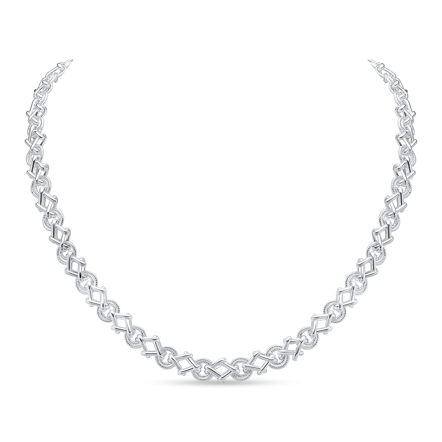 Sterling Silver Handmade 8mm Textured Circle Square Necklace with Bolt Ring