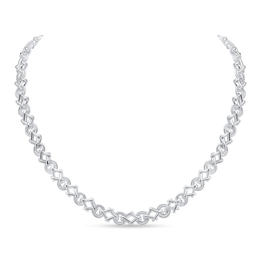 Sterling Silver Handmade 8mm Textured Circle Square Necklace with Bolt Ring