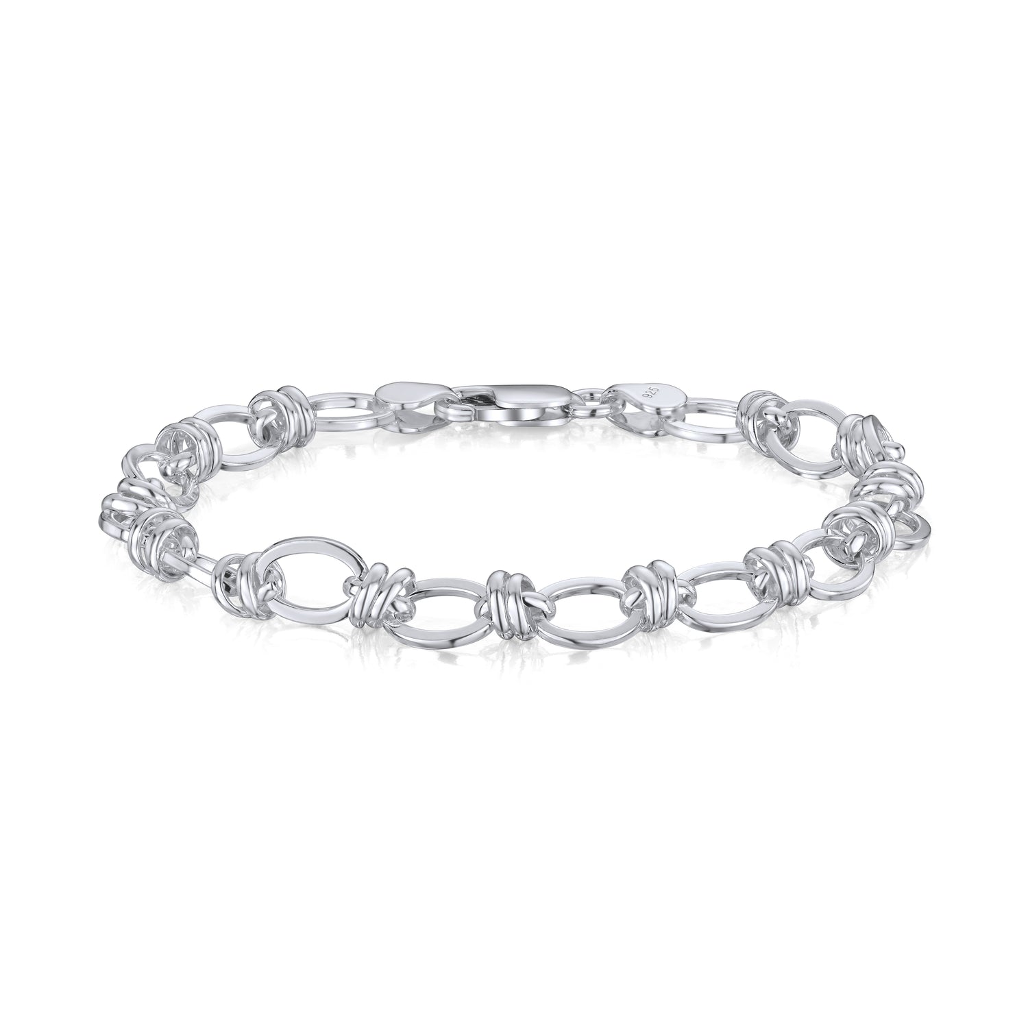 Sterling Silver Handmade Solid 7.1mm Square Oval Bracelet