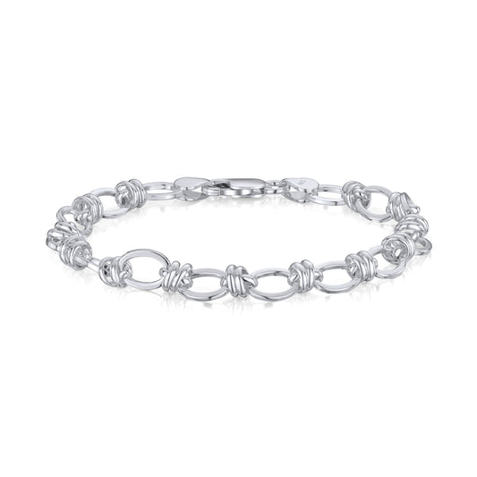 Sterling Silver Handmade Solid 7.1mm Square Oval Bracelet