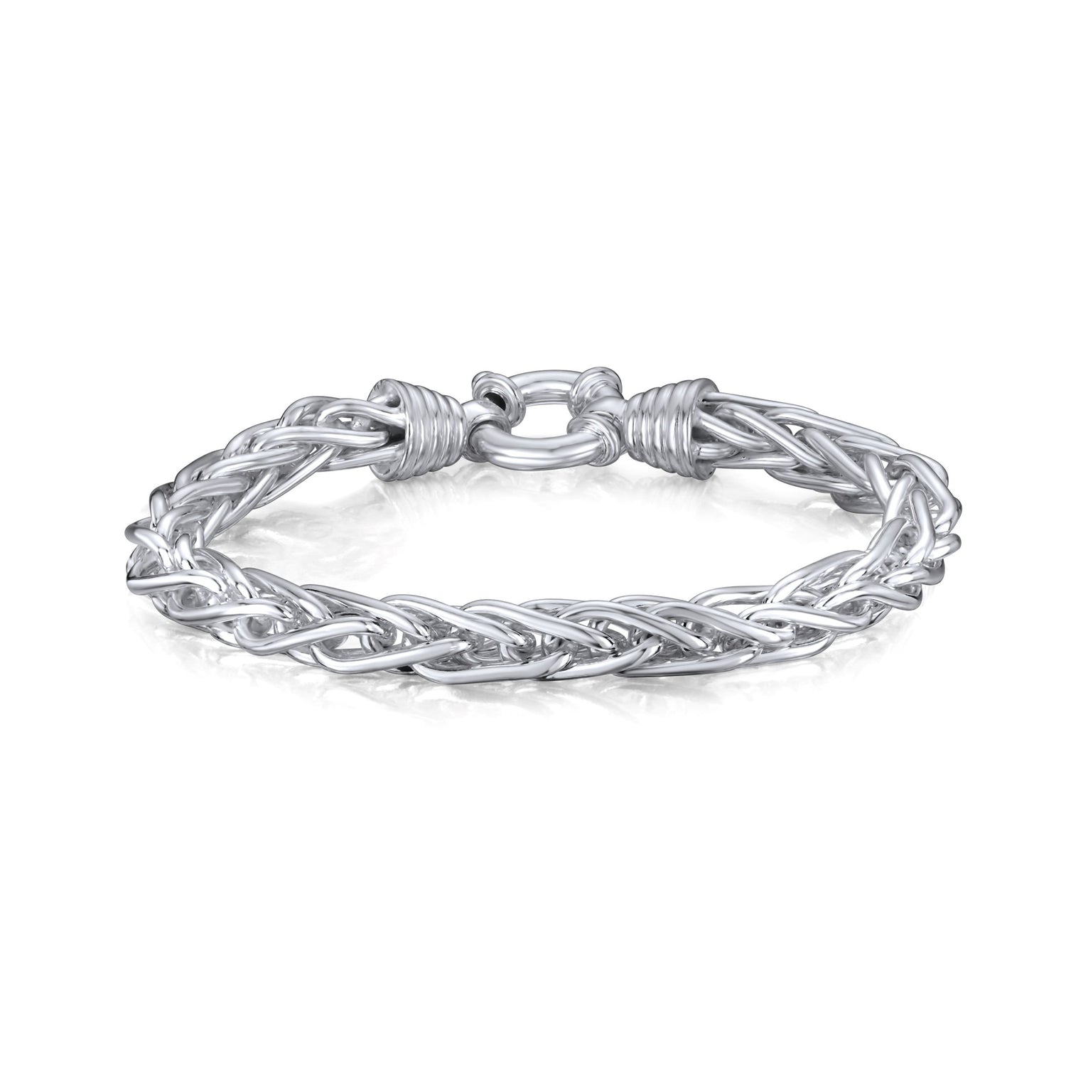 Sterling Silver Handmade Solid 7.5mm Spiga Bracelet