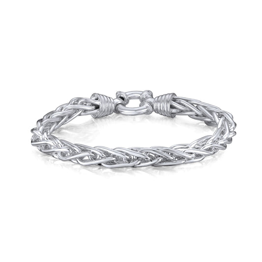 Sterling Silver Handmade Solid 7.5mm Spiga Bracelet