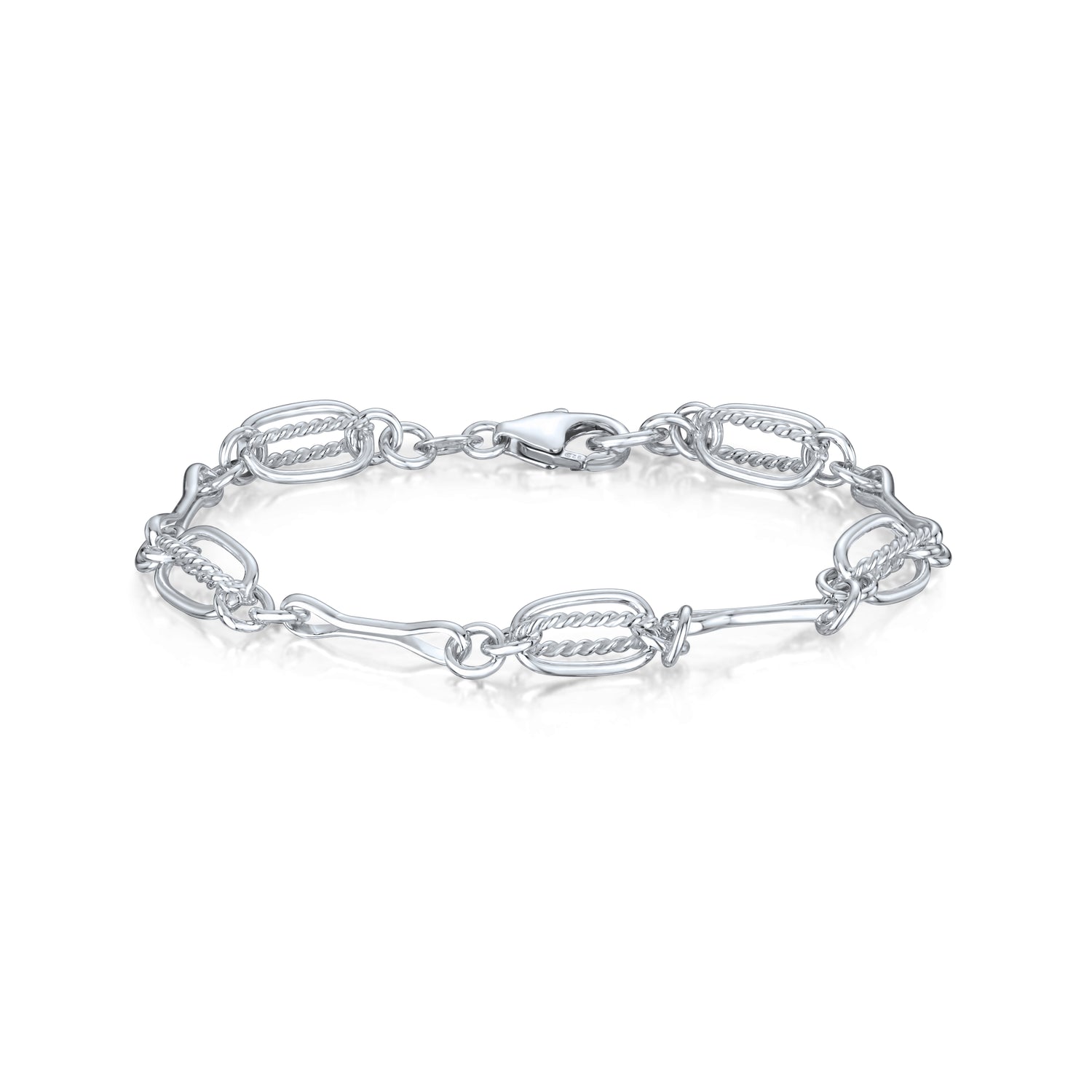 Sterling Silver Handmade Solid 7.6mm Pinch Pin Cage Bracelet