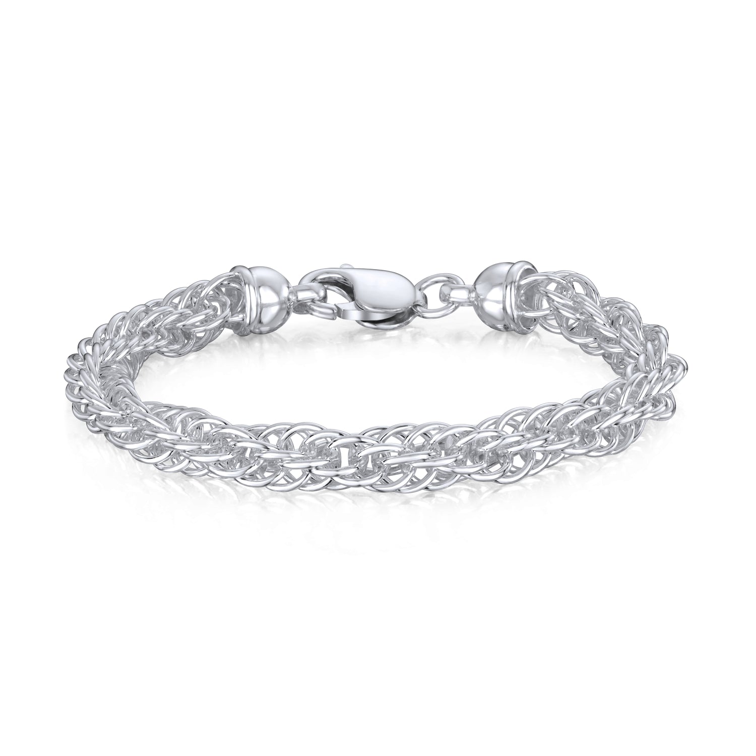 Sterling Silver Handmade Solid 7.8mm Loose Rope Bracelet with Lobster Clasp