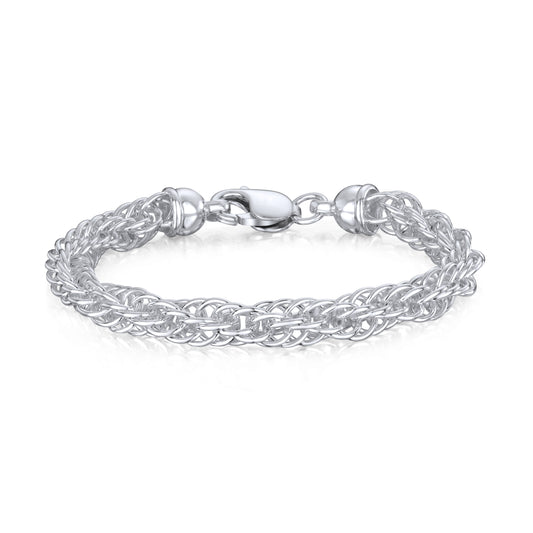 Sterling Silver 7.8mm Handmade Loose Rope Bracelet with Lobster Clasp